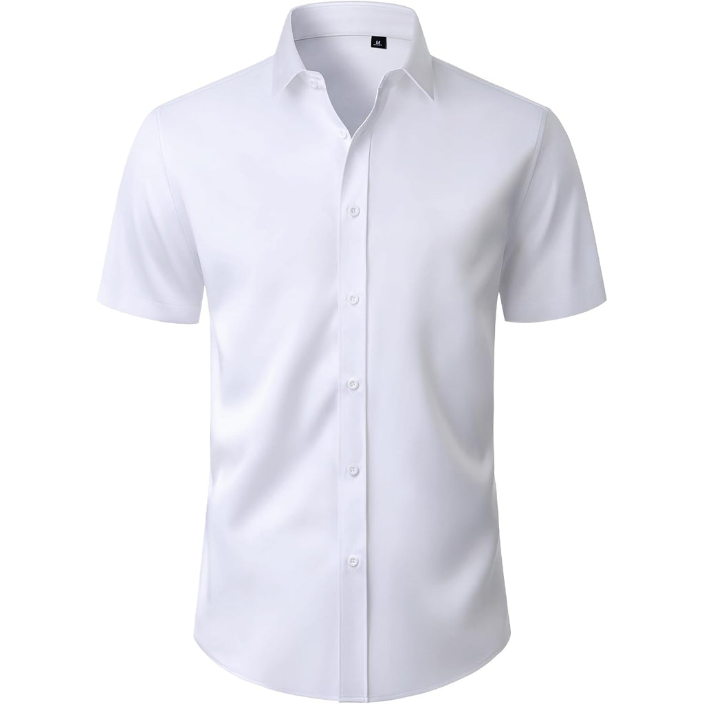 Men'S Short Sleeve Dress Shirts Stain Shield Stretch Button Down Shirt Business Casual Formal Wedding Office Tops