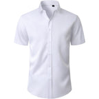 Men'S Short Sleeve Dress Shirts Stain Shield Stretch Button Down Shirt Business Casual Formal Wedding Office Tops