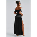 Memoriesea Women'S Elegant Off Shoulder High Split Bodycon Evening Wedding Maxi Dress