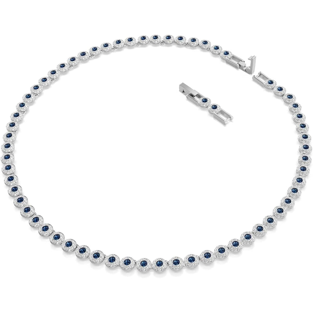 Swarovski Una Angelic Tennis necklace, Round cut, Blue, Rhodium plated
