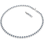Swarovski Una Angelic Tennis necklace, Round cut, Blue, Rhodium plated