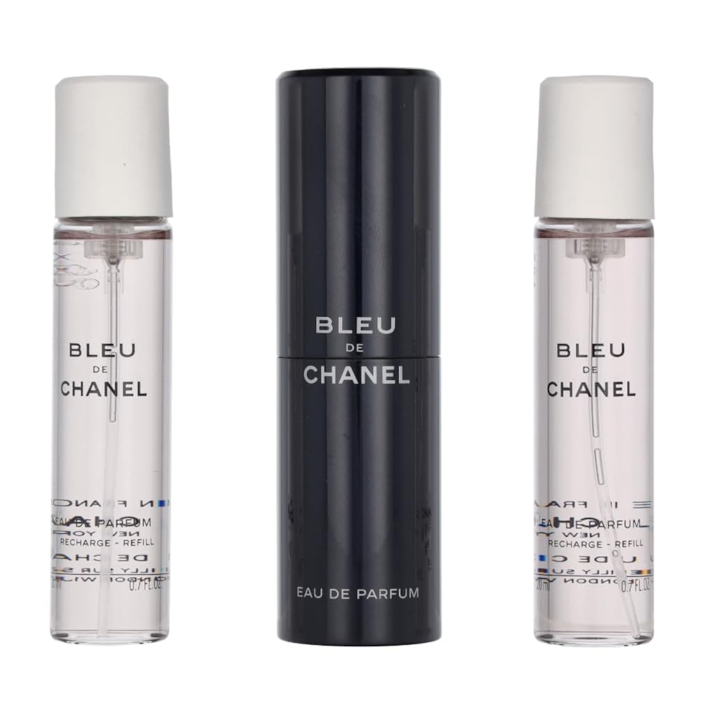 Chanel Bleu De Eau De Parfum Travel Spray for Men 3 X 0.7 Oz, 2.1 Fl Oz, 3 pc set (purse spray)