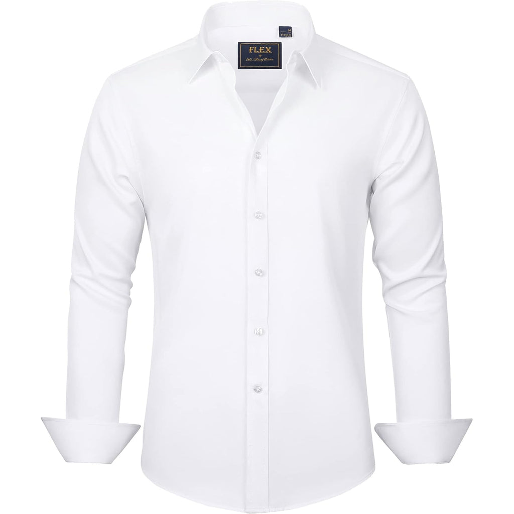 J.Ver Men'S Dress Shirts Solid Long Sleeve Stretch Wrinkle-Free Formal Shirt Business Casual Button Down Shirts