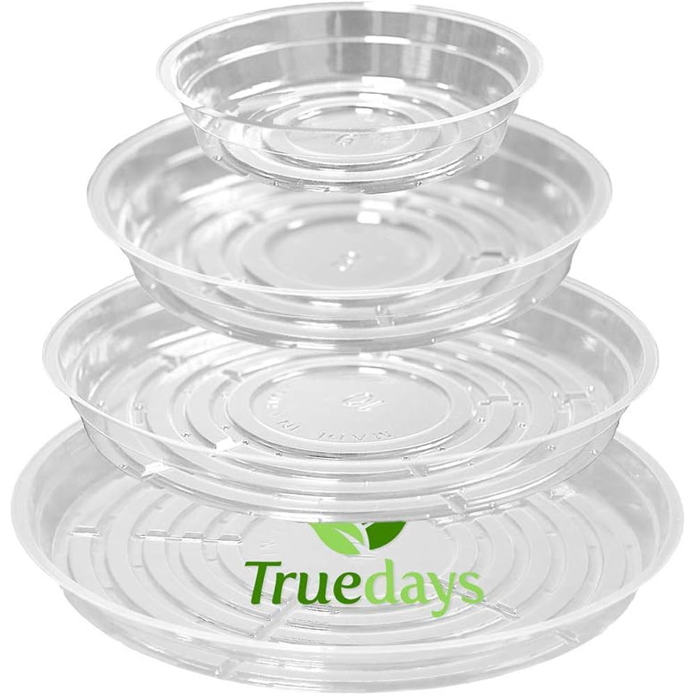 Truedays 20 Pack Plant Saucers (6 Inch / 8Inch / 10Inch / 12Inch) Clear Plant Saucers Flower Pot Tray Excellent For Indoor & Outdoor Plants
