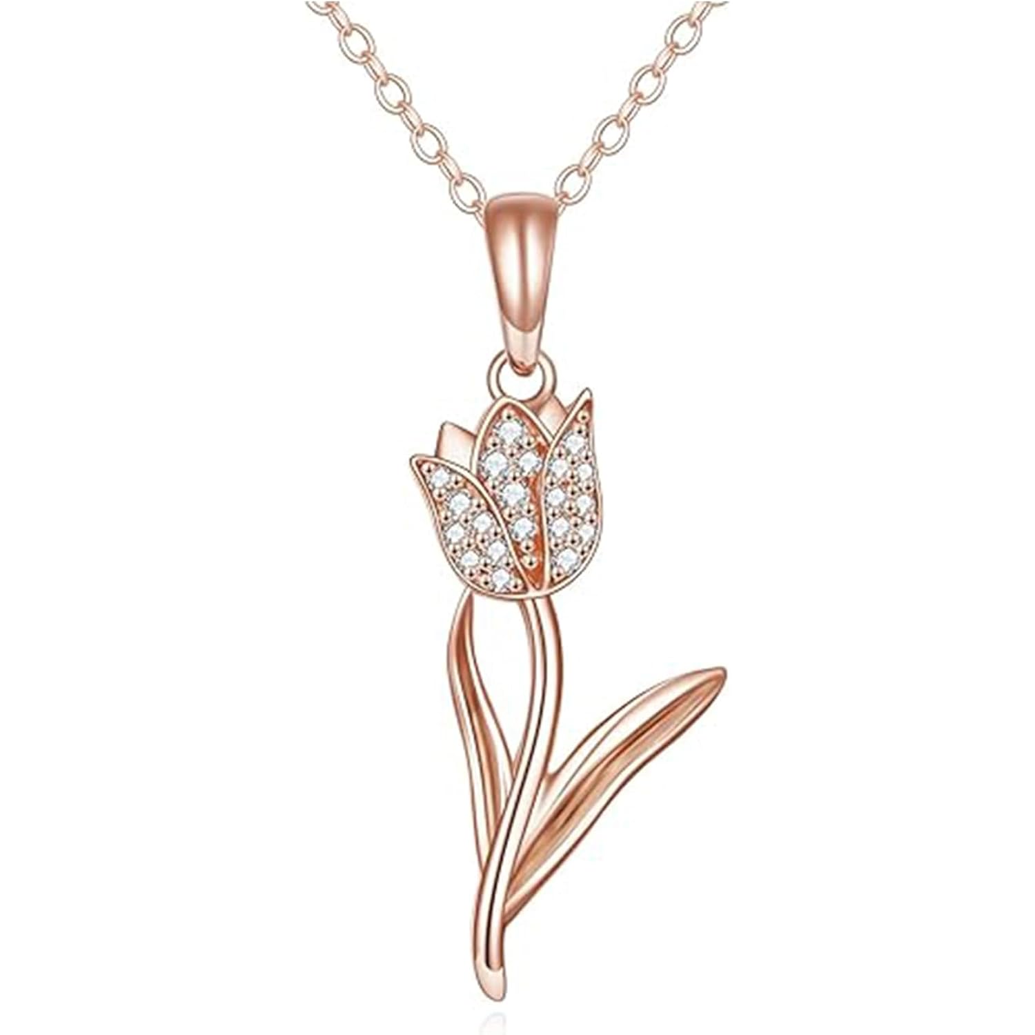 14K Gold Tulip Necklace for Women,14K Real Gold Tulip Flower Pendant Necklace Jewelry Birthday Mothers Day Gifts for Mom Her Wife Sister