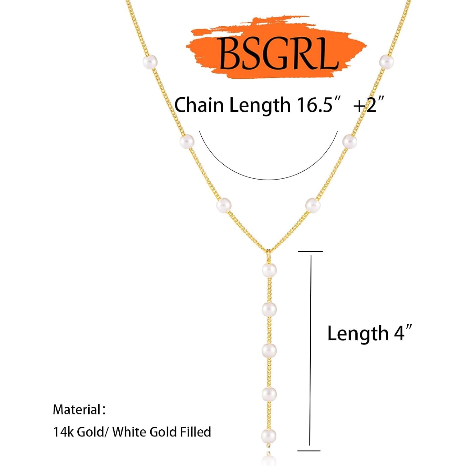 Pearl Necklace for Women- 14K Gold-plated/White Gold-plated Dainty Pearl Necklace for Women