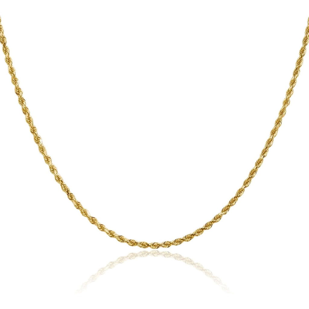 IceCarats 14K Solid Yellow Gold 1.75mm Thin Rope Chain Necklace Diamond Cut, Polished