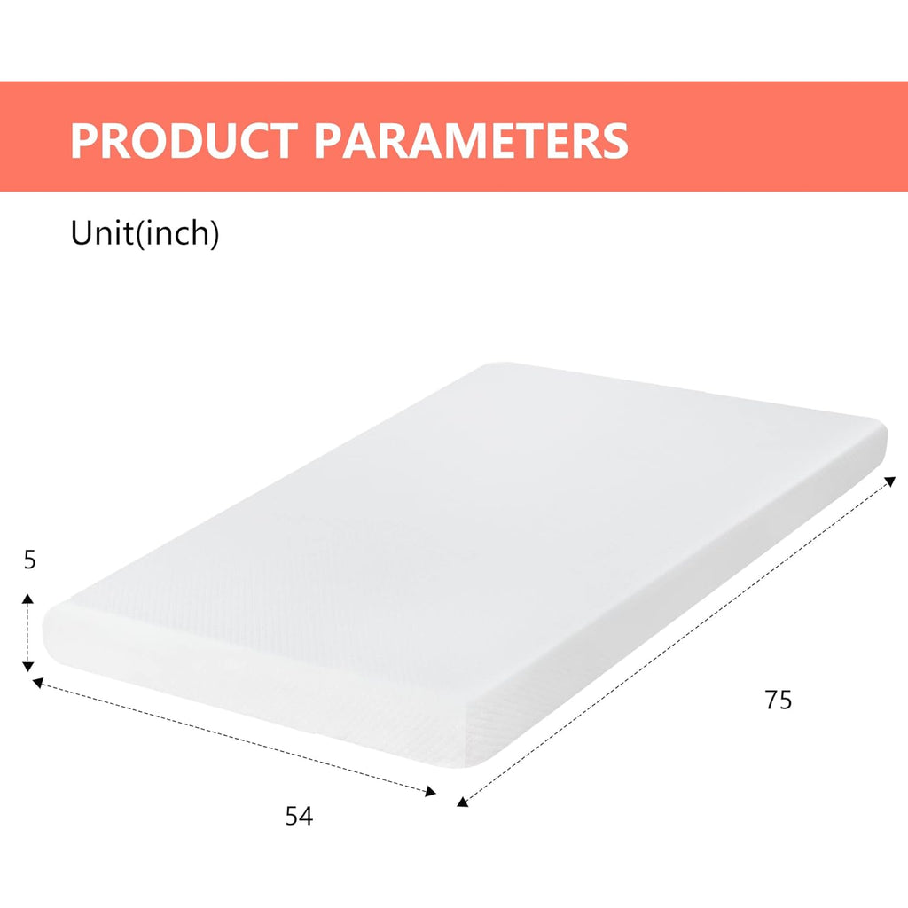 FDW | 5 Inch Full Mattress | Medium Firm | Gel Memory Foam Mattress | White | Bed in a Box, CertiPUR-US Certified | Pressure Relief, Cooling Ventilated Foam | Washable Removable Cover