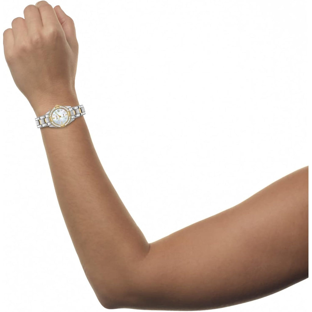 Citizen Women's Eco-Drive Dress Classic Diamond Watch in Two-Tone Stainless Steel, Mother of Pearl Dial (Model: EW1824-57D)