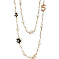 Designer Imitation Pearl Neckalce Camellia Flower Number 5 Long Layered Charm Sweater Neckalce for Women