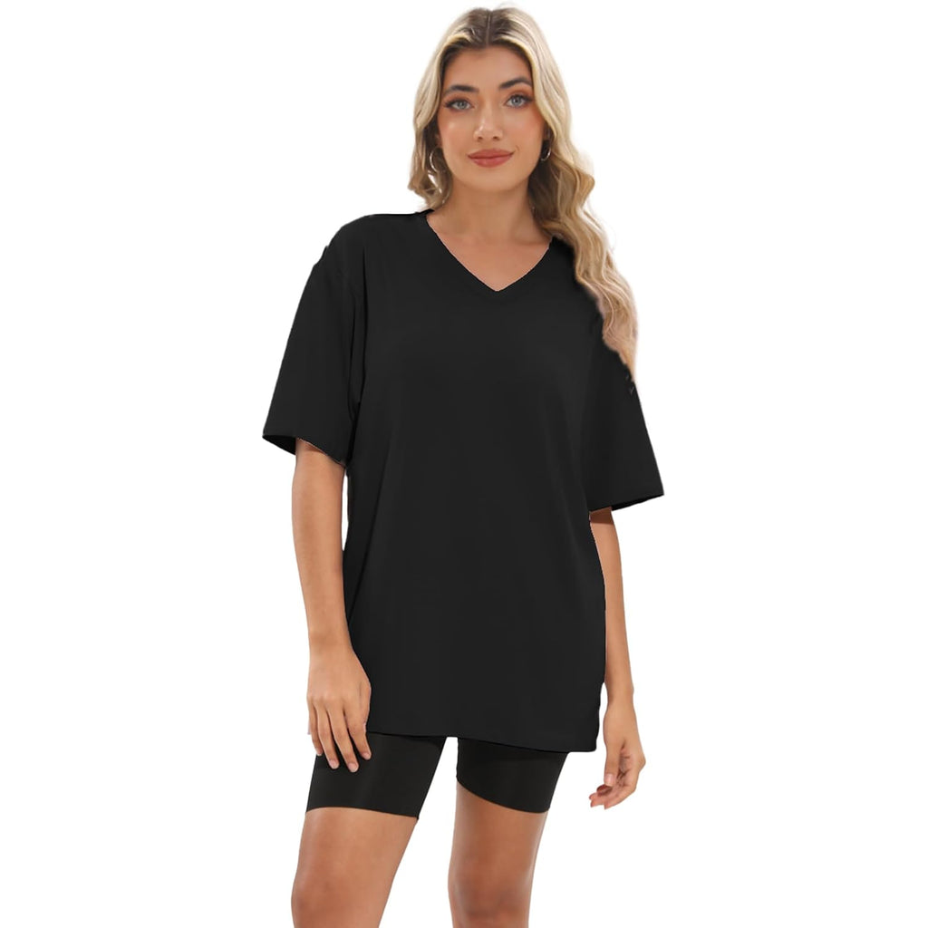Kinglaman 4 Pack Oversized Tshirts For Women, Short Sleeve Drop Shoulders Plus Size Baggy Dry Fit T Shirts Tops Tees