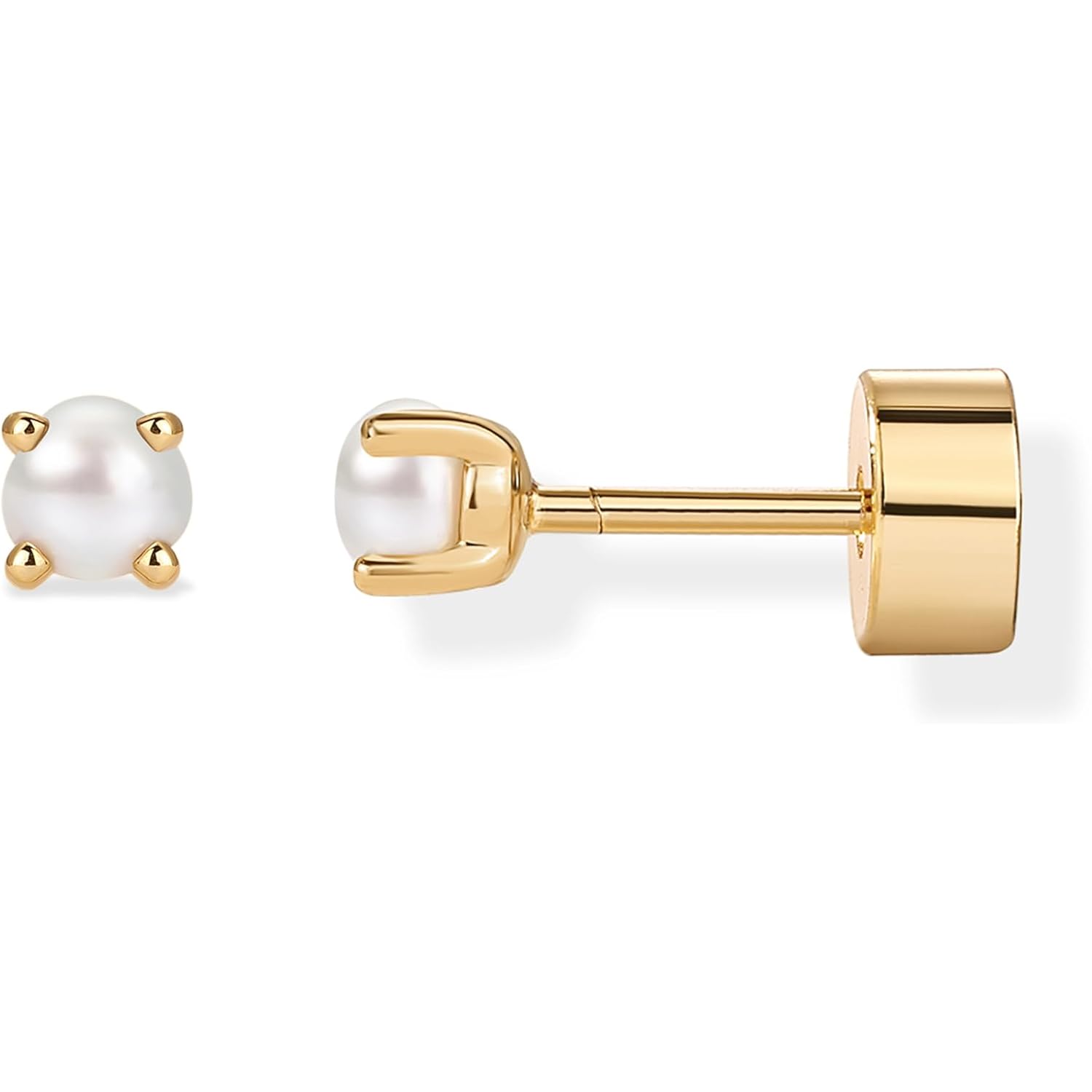 PAVOI 14K Gold Plated 925 Sterling Silver Posts Mini Stud Flat Back Earrings for Women | Helix Cartilage Piercing Jewelry | Dainty Pearl Star Cluster Cubic Zirconia Lotus Climber Screw Backs