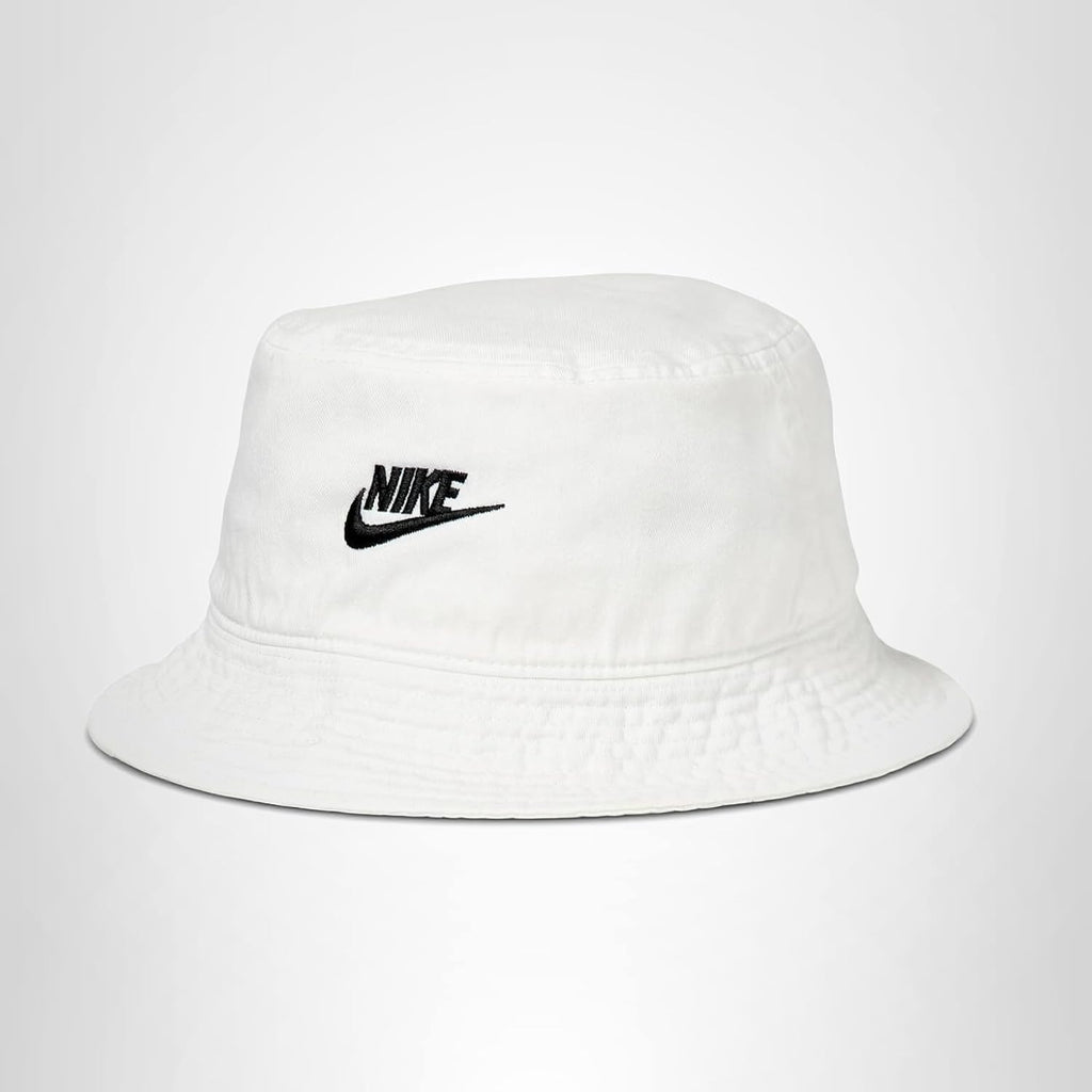 Nike Unisex Adult Apex Futura Washed Bucket Hat | Mens and Womens White/Black