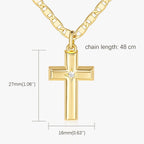 48cm 14k Gold Cross Necklace for Women Gold Necklace Cross Pendant Small Necklaces 48cm Chain with a CZ Stone