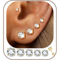 5 Pairs 14K Gold Plated Stud Earrings for Women, Hypoallergenic Earring Sets for Multiple Piercing, Premium Cubic Zirconia Studs Earrings for Women