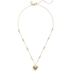 Coach, Women's, Signature Quilted Heart Pendant Necklace, Crystal/Gold, One Size