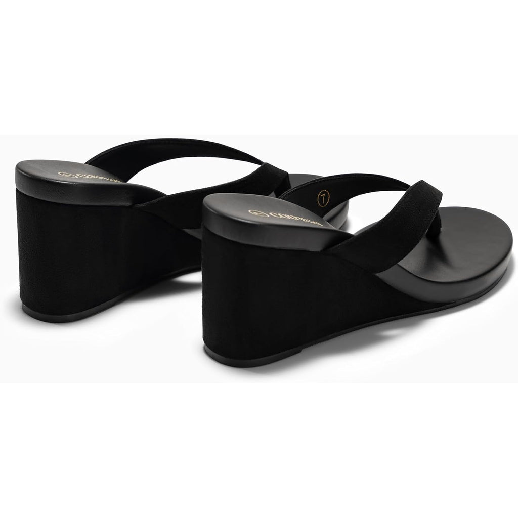 Coutgo Womens Wedge Heels Sandals Platform Flip Flops Slides Slip On Summer Beach Shoes