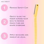 Face N Brow - 3 Beauty Groomers for Hair Removal, Ideal for Shaving, Exfoliating, Dermaplaning and Brow Shaping, Japanese Steel Gently Removes Facial Hair