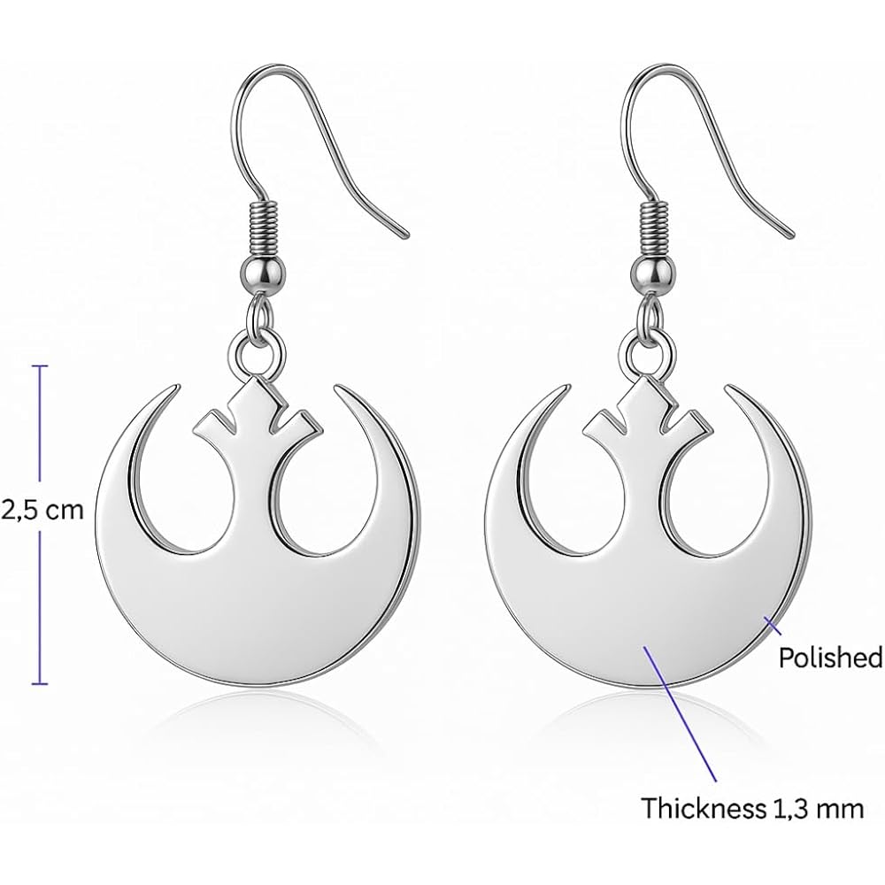 Savma Handmade Rebel Alliance Stainless Steel Earrings for Women Gold & Silver Plated Fishhook Trendy Lightweight Jewelry Hoop Dangle Earring-Fashionable Accessories - Gift