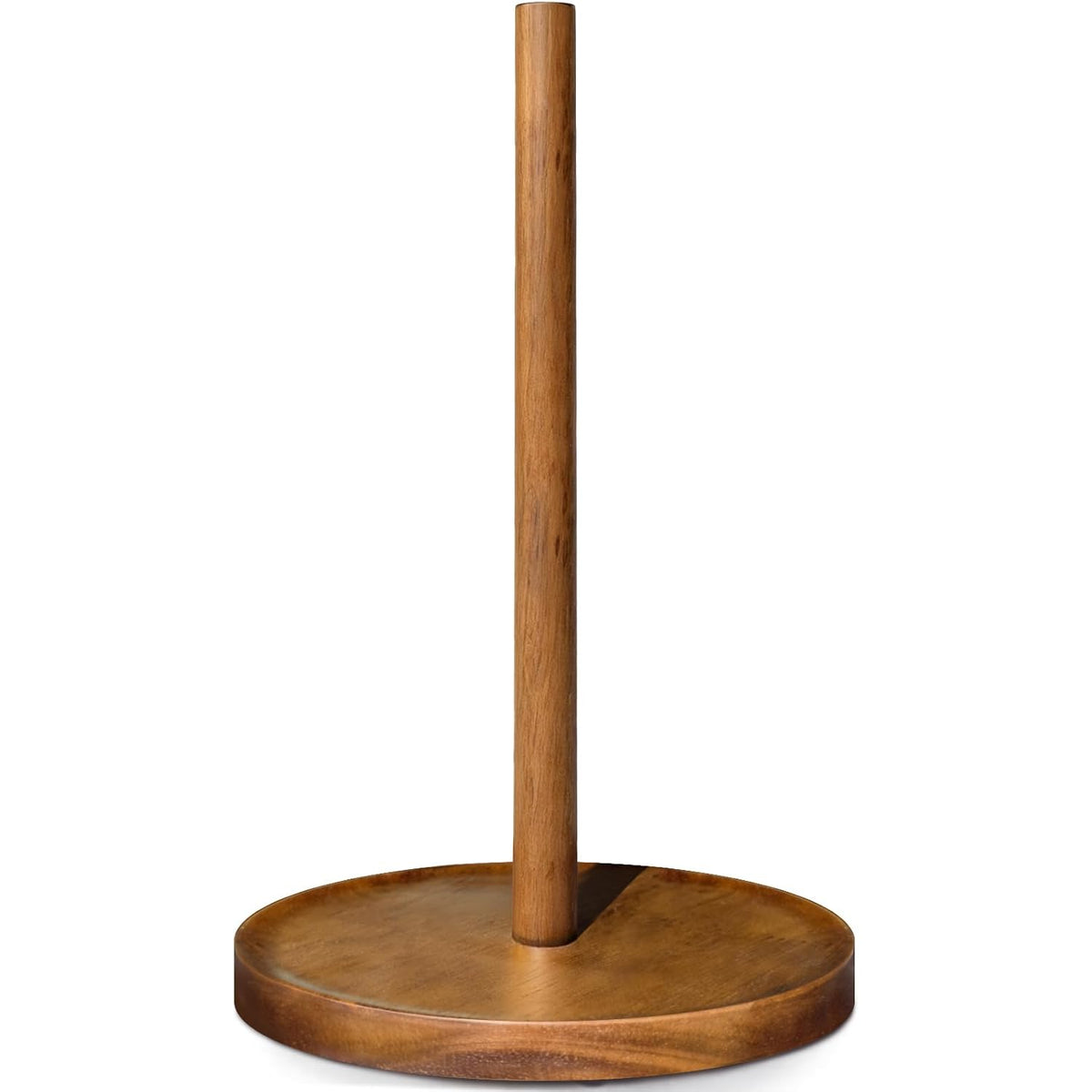Paper Towel Holder Countertop, Wooden Standing Paper Towel Roll Stand For Rustic Farmhouse & Cottagecore Decor, Kitchen Bathroom Essential, Brown