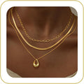 NECOCY Layered Gold Necklaces for Women, Trendy 14k Gold/Silver Plated Pendant Necklace Stack Simple Herringbone Chain Choker Set Gold Jewelry Gifts
