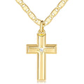 48cm 14k Gold Cross Necklace for Women Gold Necklace Cross Pendant Small Necklaces 48cm Chain with a CZ Stone