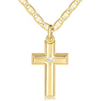 48cm 14k Gold Cross Necklace for Women Gold Necklace Cross Pendant Small Necklaces 48cm Chain with a CZ Stone
