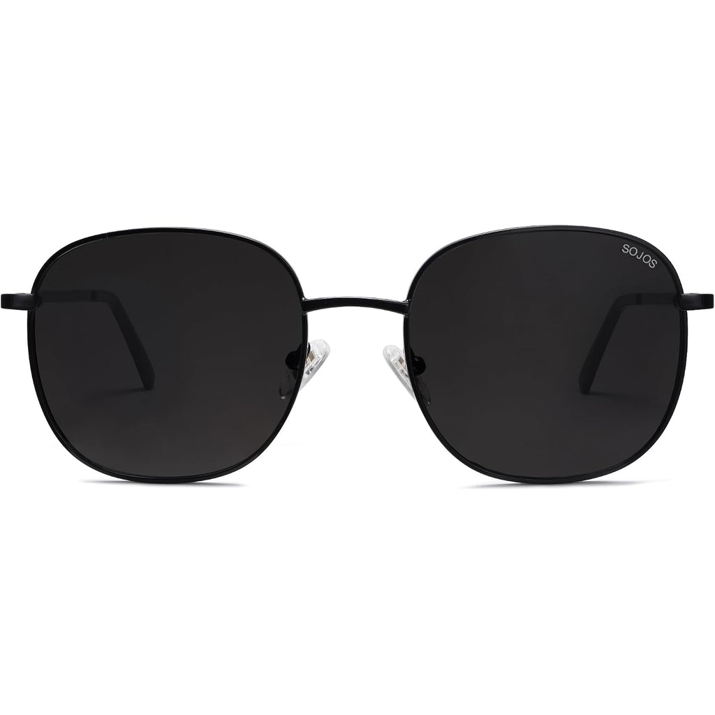 SOJOS Classic Trendy Square Sunglasses for Women Men Cute Big Frame Gold Shades SJ1137 Black/Grey