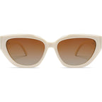 SOJOS Trendy Cute Cat Eye Polarized Sunglasses for Women Fashion Cateye Womens Sunnies SJ2237 Light Beige