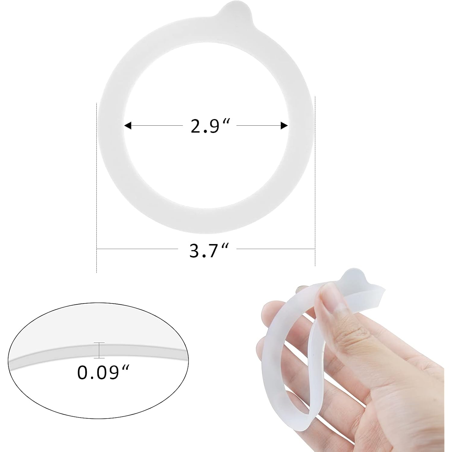12 Pieces Rubber Seals Rings For Glass Jars, Airtight Silicone Replacement Gasket, Leakproof Silicone Gasket Sealing Rings For Mason Jars, Elastic And Fits Most Sizes (White)