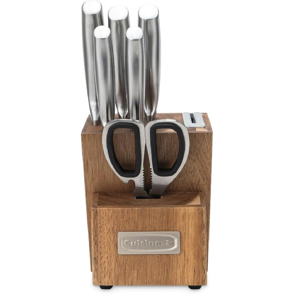 Cuisinart 7 Pc Stainless Steel Essentials Cutlery Block Set With Built In Sharpener