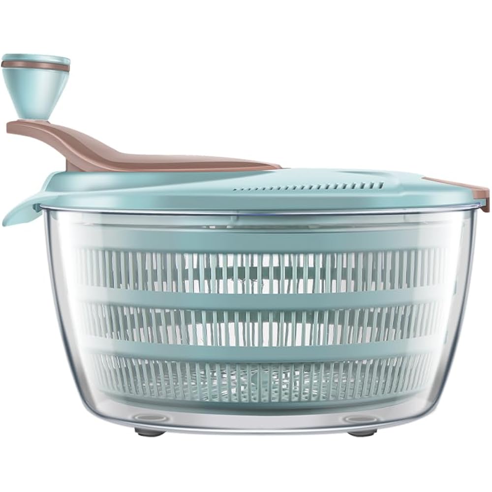 Brigii Salad Spinner, 4.24 Quart Lettuce Spinner With Double Drainage Holes, Salad Dryer For Washing, Spinning, And Draining Greens, Fruits, And Vegetables