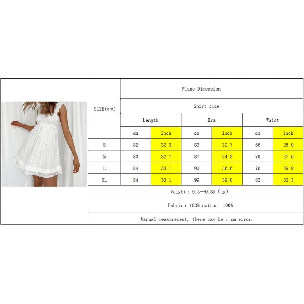Women'S Babydoll Mini Dress Floral Embroidery Summer Sleeveless Loose A Line Flowy Short Sundress For Beach Club Party