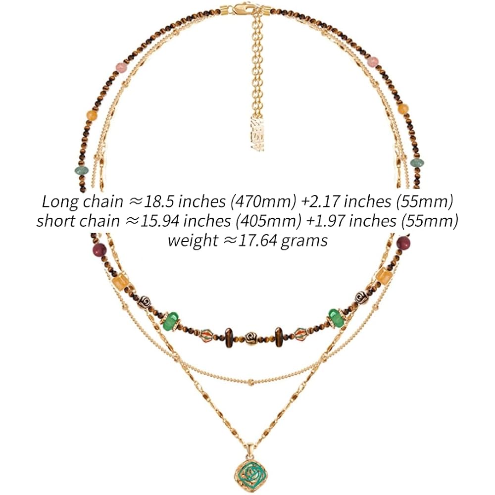 boho layered Original design Retro style multi-layer beaded necklace Fashion women's gold-plated necklace M3396