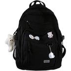 Gaxos Cute Aesthetic Backpack For School Middle Student Travel Pink Backpack Teens Girls Bear Pin Book Bags