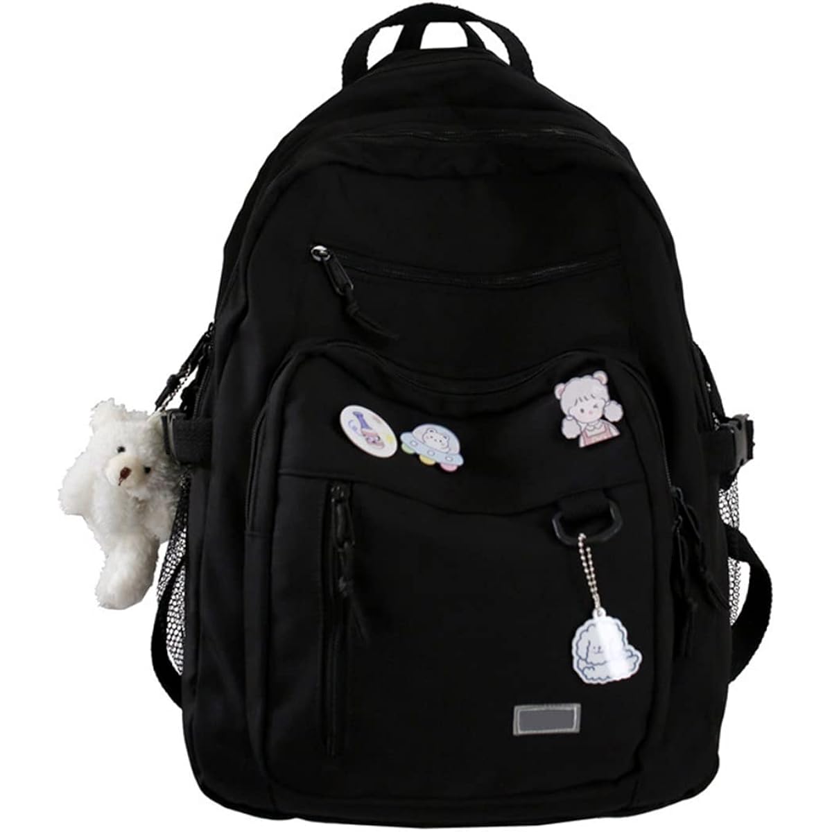 Gaxos Cute Aesthetic Backpack For School Middle Student Travel Pink Backpack Teens Girls Bear Pin Book Bags