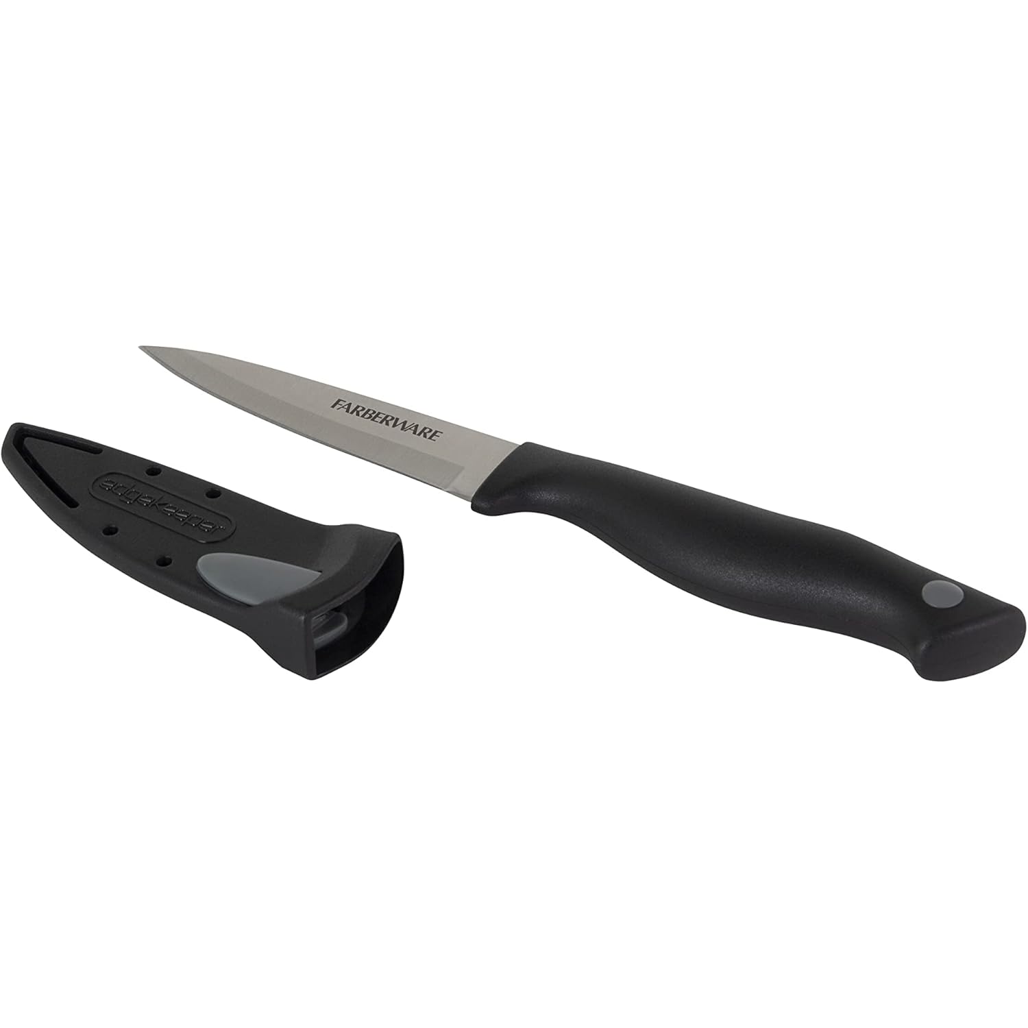 Farberware Edgekeeper 3.5-Inch Paring Knife with Self-Sharpening Blade Cover, High Carbon-Stainless Steel Kitchen Knife with Ergonomic Handle, Razor-Sharp Knife, Black