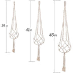 Mipon 3 Pack Macrame Plant Hangers, Hanging Planters For Indoor Plants | 3 Sizes (34"/41"/46") Handmade Cotton With Hooks, Boho Home Decor For Patio Balcony Living Room, Fits 5-10 Inch Pots