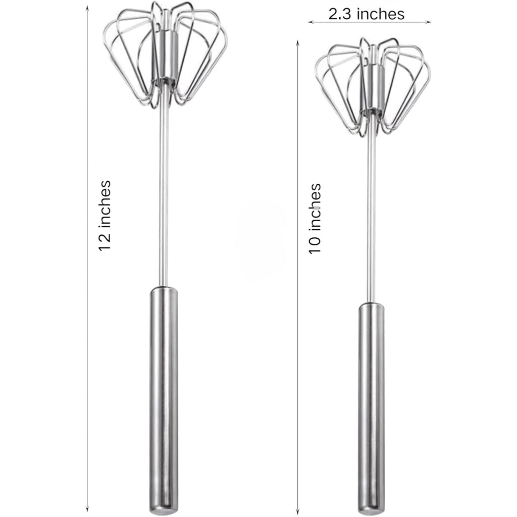 Stainless Steel Semi-Automatic Whisk,Egg Whisk Hand Push Rotary Blender | Versatile Hand Push Mixer Stirrer Tool,For Cooking Kitchen Home Egg Milk,10 Inches