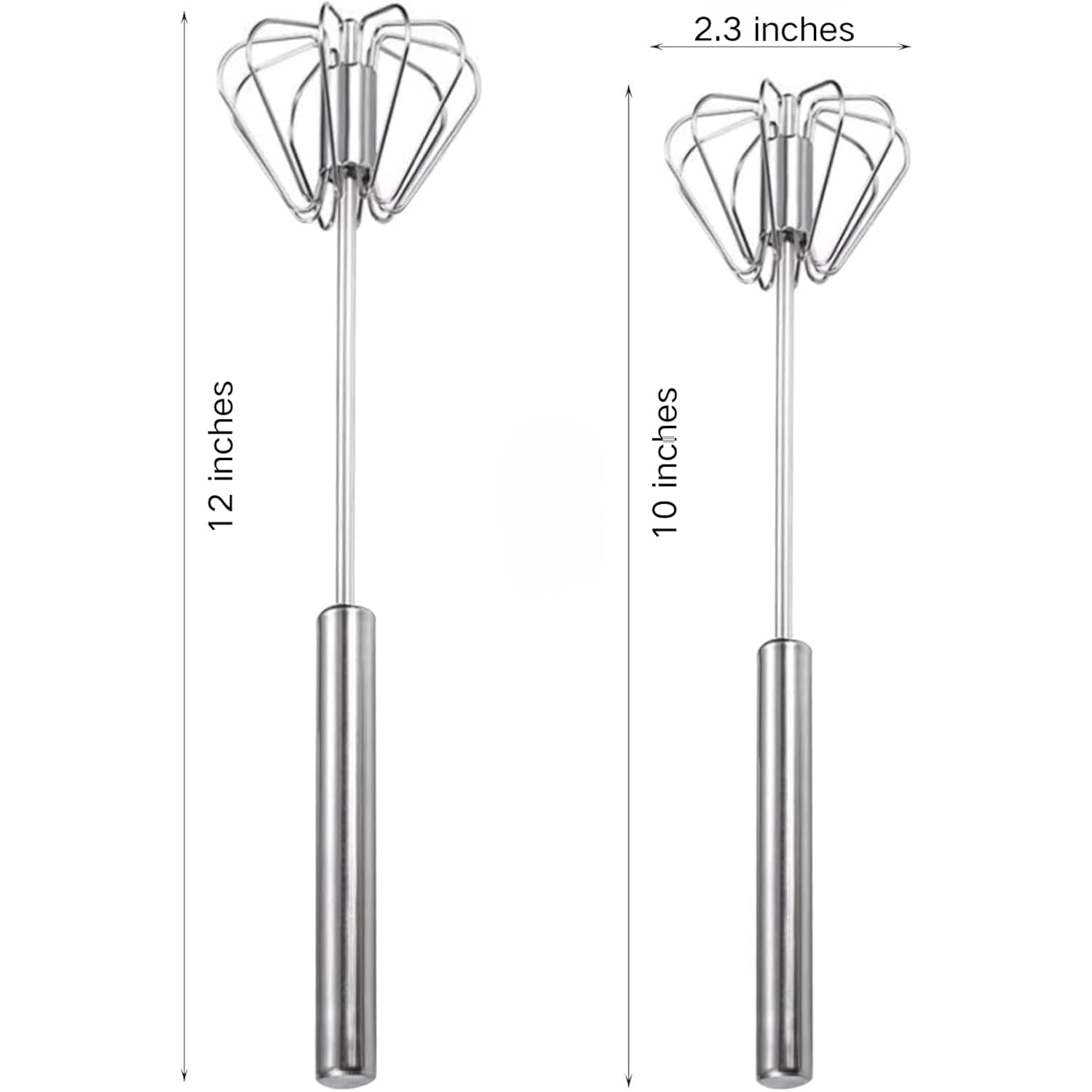 Stainless Steel Semi-Automatic Whisk,Egg Whisk Hand Push Rotary Blender | Versatile Hand Push Mixer Stirrer Tool,For Cooking Kitchen Home Egg Milk,10 Inches
