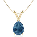 Angara Natural London Blue Topaz Solitaire Pendant for Women | Pear-Shaped London Blue Topaz Pendant in 14K Solid Gold/Silver/Platinum With 18" Chain | December Birthday, Gemstone Jewelry Gift