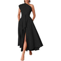 Kwunbwa One Shoulder Dresses For Women Elegant Asymmetrical A Line Flowy Formal Evening Gowns Party Cocktail Dress