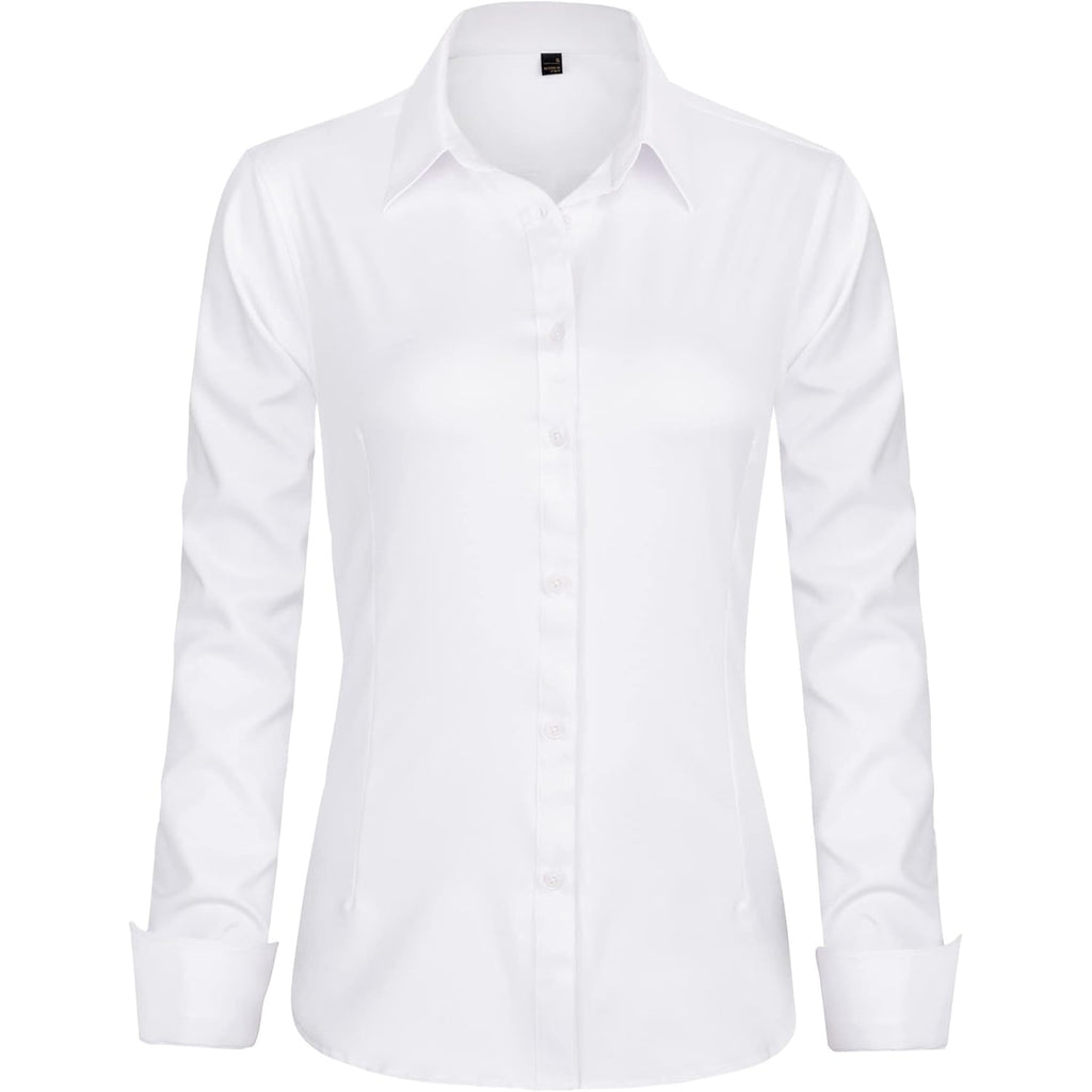 Womens Dress Shirts Long Sleeve Button Down Shirt Wrinkle-Free Business Casual Blouse Office Work Tops