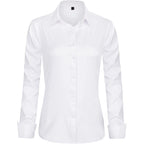 Womens Dress Shirts Long Sleeve Button Down Shirt Wrinkle-Free Business Casual Blouse Office Work Tops