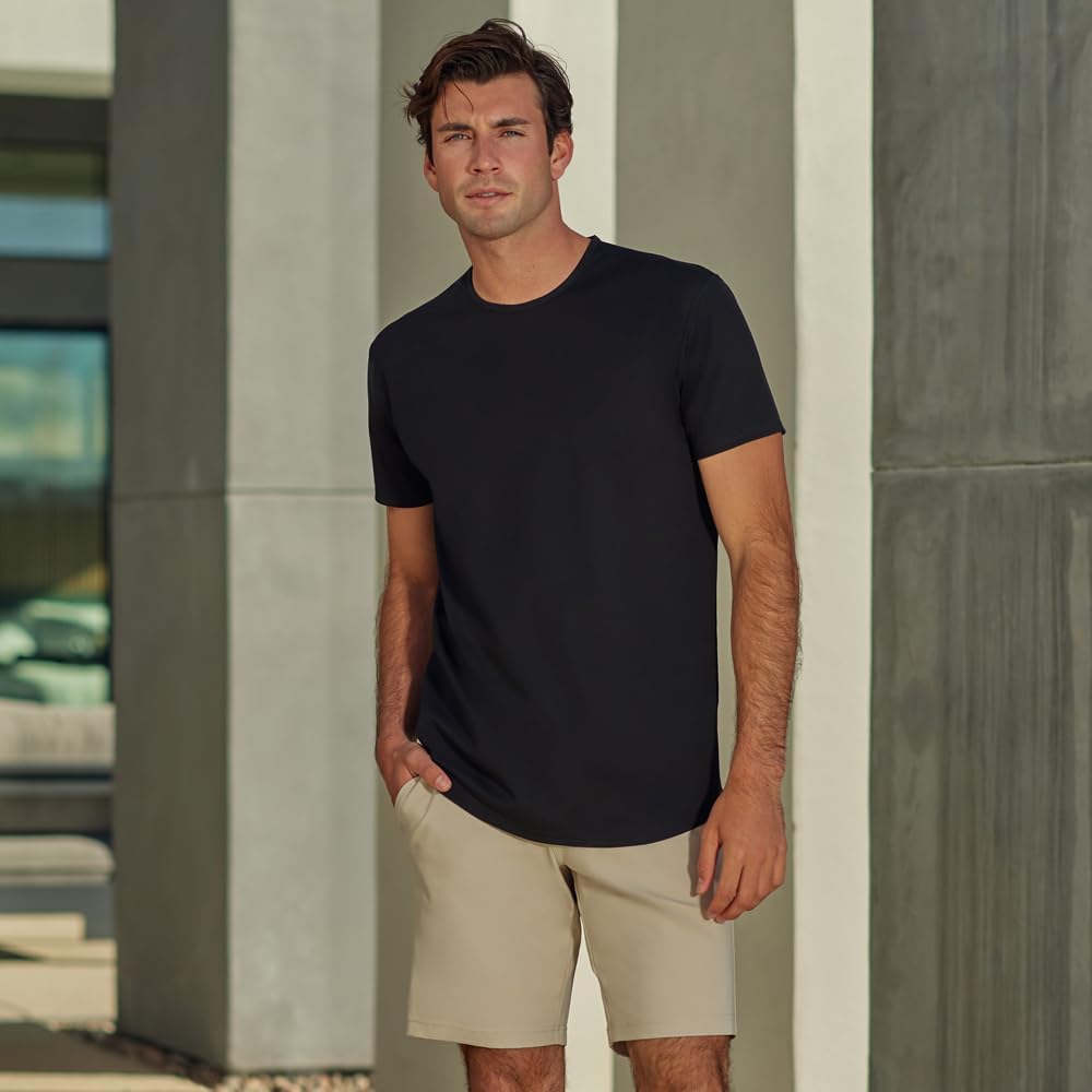 Bylt Mens Drop-Cut Men'S T Shirt, Slim Fit Plain Tshirts For Men, Drop Cut Basic Crewneck Tee, Wrinkle Resistant, Stretch Fit