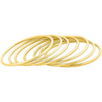 Glossy Thin Round Bangle Bracelet Set for Women, Set of 7
