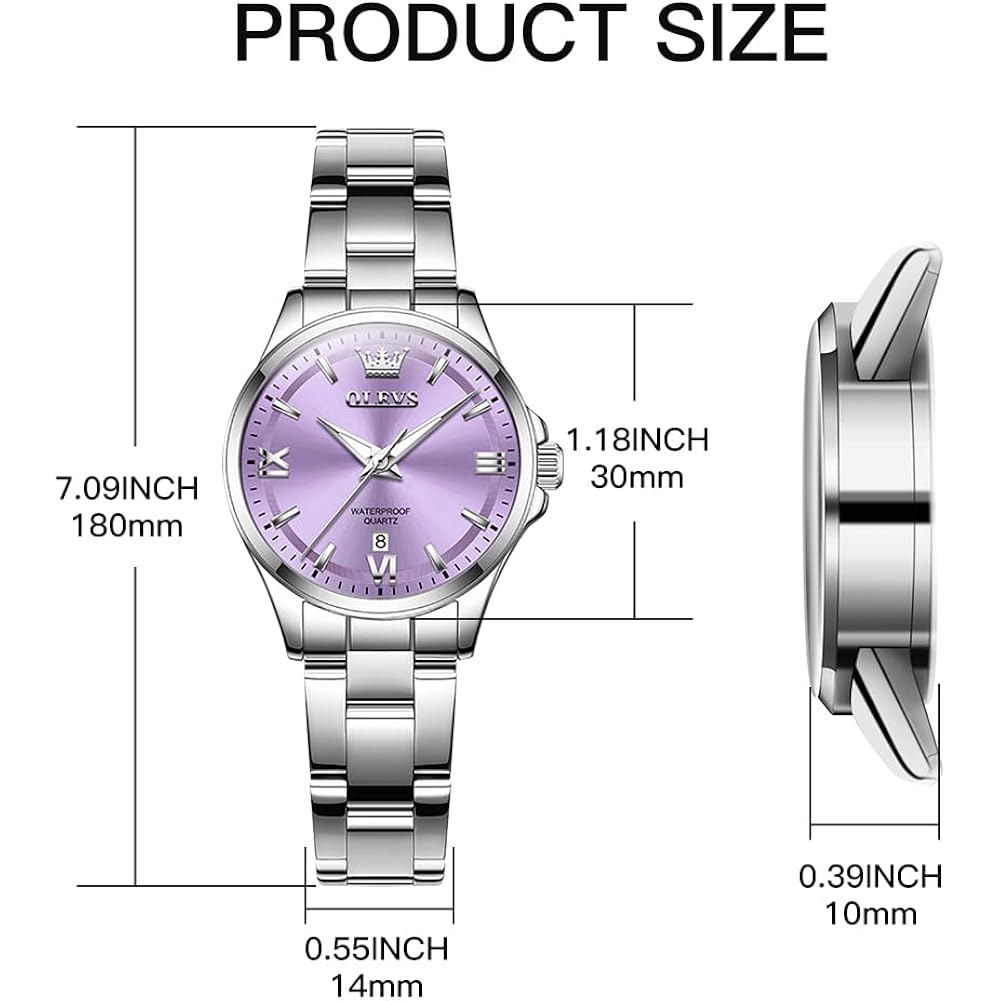 OLEVS Watches for Women Luxury Elegant Stainless Steel Waterproof Luminous Diamond Women's Fashion Watch Ladies Watches for Small Wrists