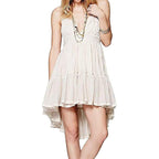 Foremode Summer Deep V Neck Bohemian Women Mini Short Dress Backless Beach Boho Dress