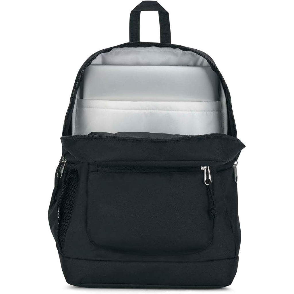 Jansport Cross Town Plus Backpack - Large Main Compartment, Side Water Bottle Pocket, 15-Inch Padded Laptop Sleeve - Black