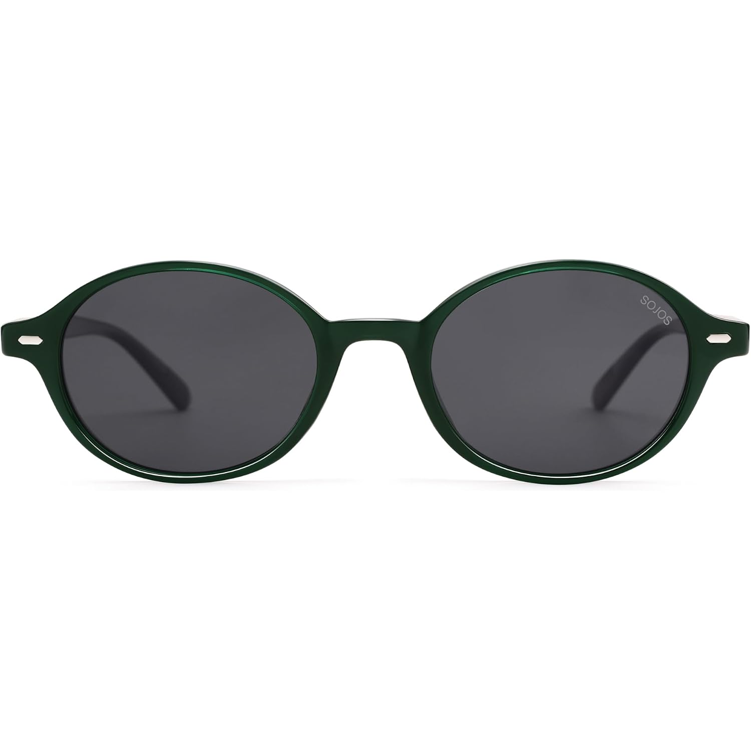 SOJOS Retro Oval Round Polarized Sunglasses Womens Mens, Small Chic Vintage Trendy Sunnies SJ2611 Dark Green/Grey
